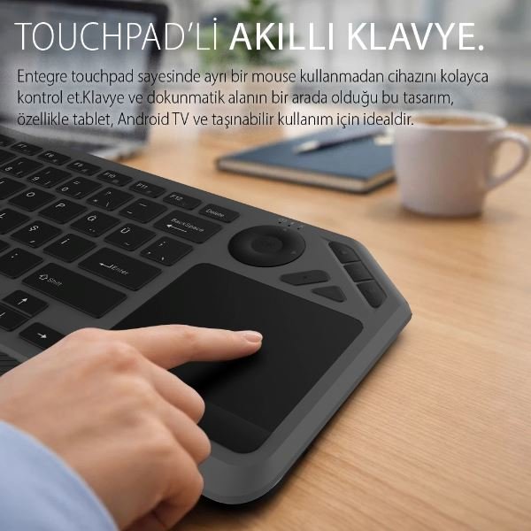 Inca IBK-566BT Bluetooth 2.4G Touch Pad Sessiz Şarj Edilebilir Klavye