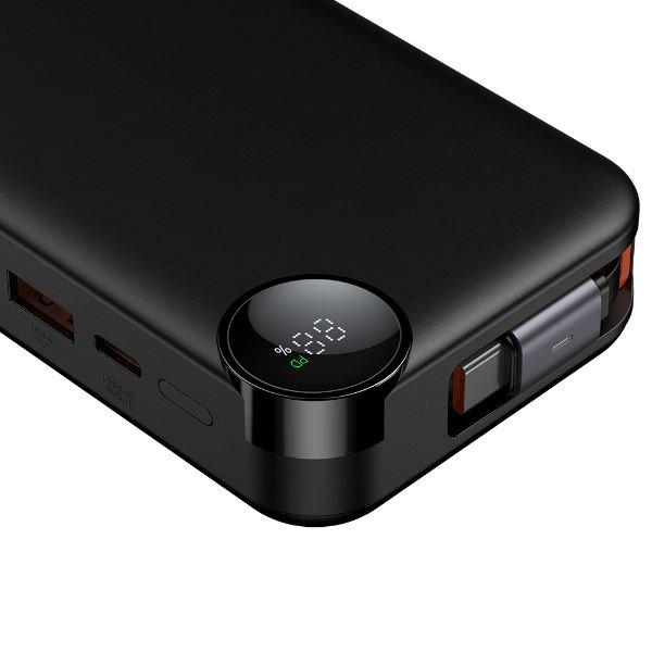 Mcdodo MC-3870 10000mAh 30W A+C Dijital Göstergeli Dahili USB-C Geri Çekilebilir Kablolu Powerbank