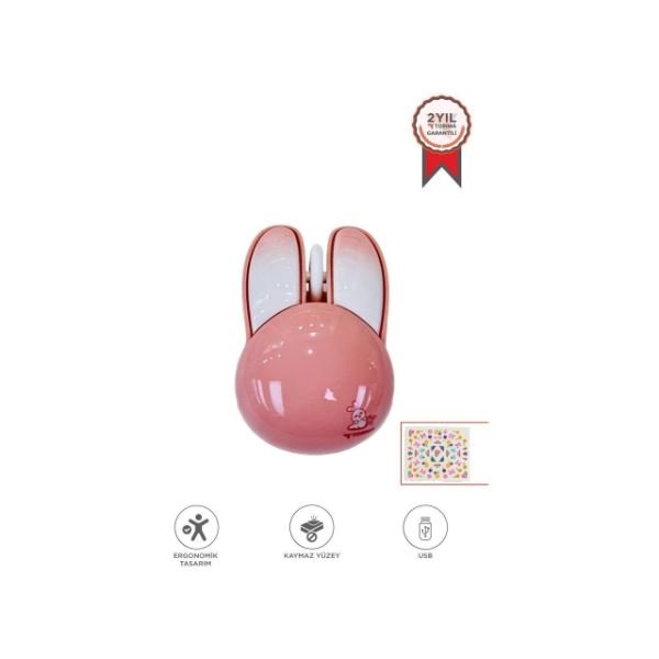 Torima Rabbit TM-21 1200 DP Optik Kablosuz Mouse Pembe | D&R