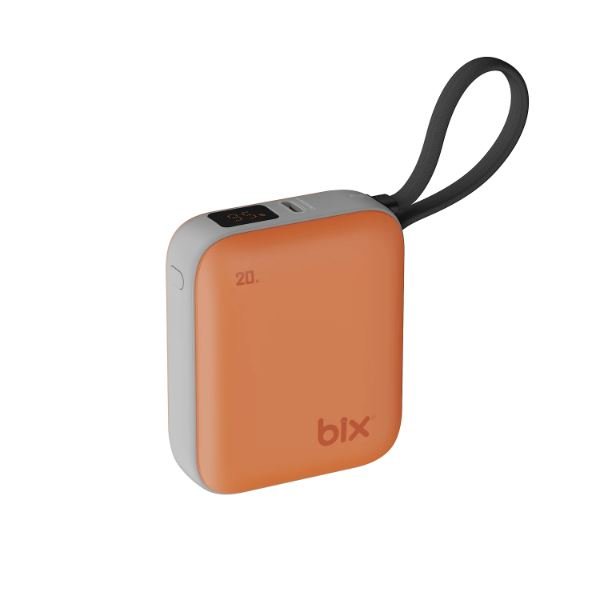 Bix PB119 10000mAh PD 20W Cep Boyu Kompakt Tasarımlı Dijital Göstergeli Mini Powerbank Taşınabilir Hızlı Şarj Cihazı Turuncu