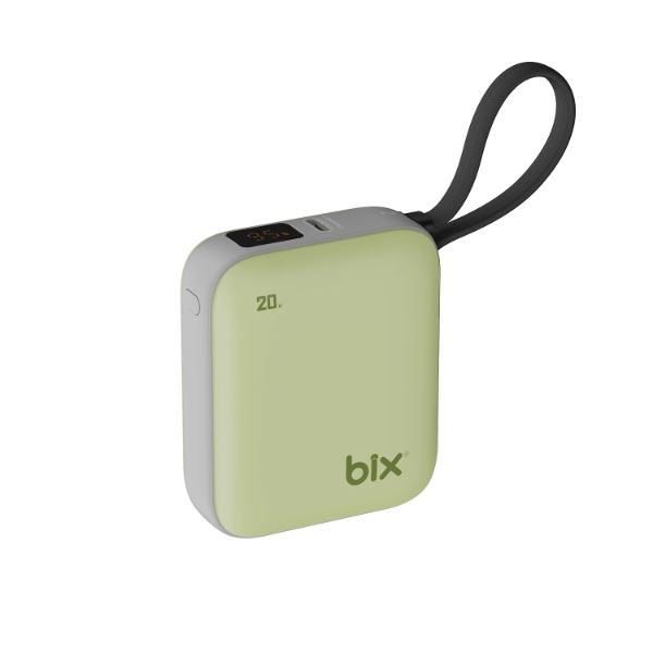 Bix PB119 10000mAh PD 20W Cep Boyu Kompakt Tasarımlı Dijital Göstergeli Mini Powerbank Taşınabilir Hızlı Şarj Cihazı Yeşil