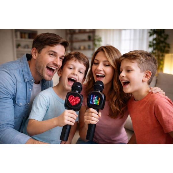 Doppler Tetris Ekranlı Karaoke Mikrofon Siyah (Tek)