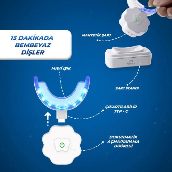 Pirantech M08 LED Mavi Işık Diş Beyazlatma Cihazı