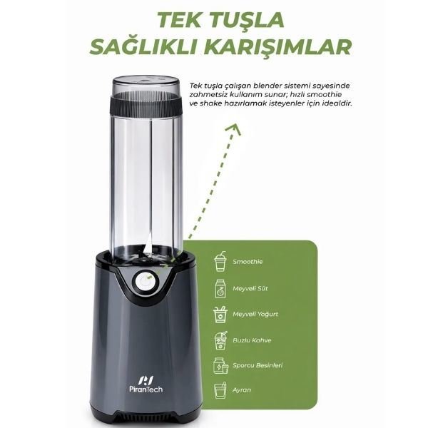 Pirantech YH-1200 600 W Siyah Kişisel Smoothie Blender