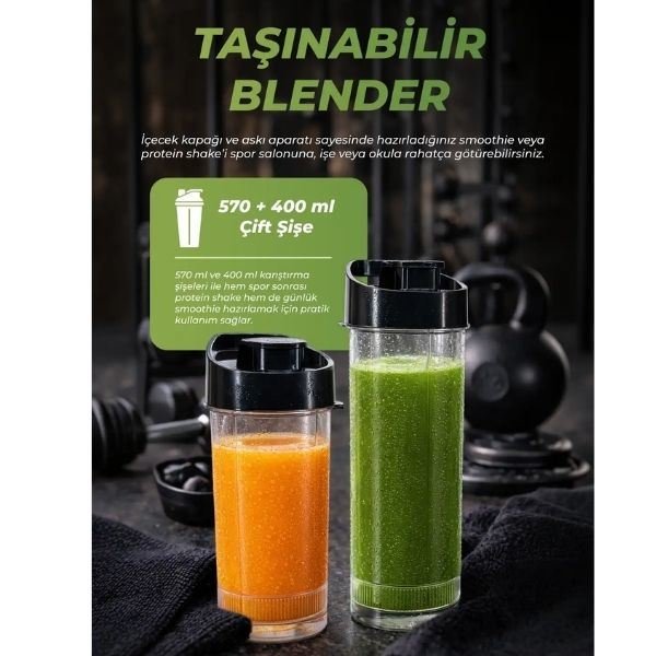 Pirantech YH-1200 600 W Siyah Kişisel Smoothie Blender