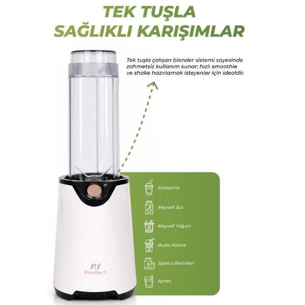 Pirantech YH-1200 600 W Beyaz Kişisel Smoothie Blender