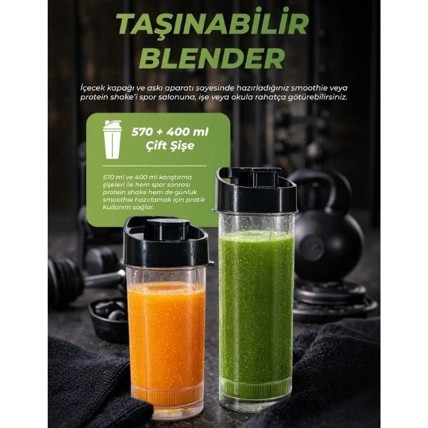 Pirantech YH-1200 600 W Beyaz Kişisel Smoothie Blender