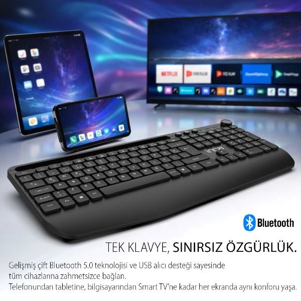 Inca IK-272QU Dual Mod Bluetooth + Wireless Soft Touch Klavye