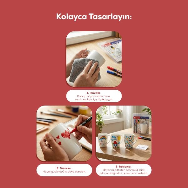 Paşabahçe Ben Yaptım Kupası Edding Kalemli, Kendi Kupanı Tasarla Mavi