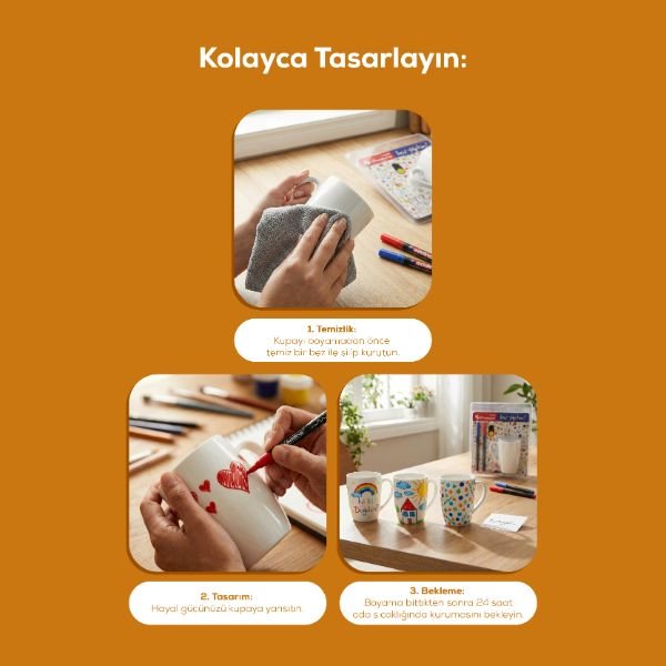 Paşabahçe Ben Yaptım Kupası Edding Kalemli Kendi Kupanı Tasarla Sarı