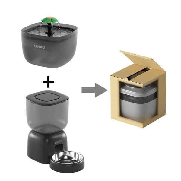 Wero 2in1 Akıllı Kedi & Köpek Mama Kabı ve Su Pınarı Seti Wi-Fi Kontrollü Otomatik Besleme