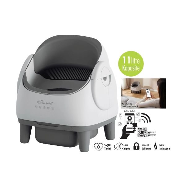 Kiwi Pets KPLB-10760 Akıllı Otomatik Kedi Tuvaleti Wi-Fi Kontrollü & Koku Önleyici & Otomatik Temizleme