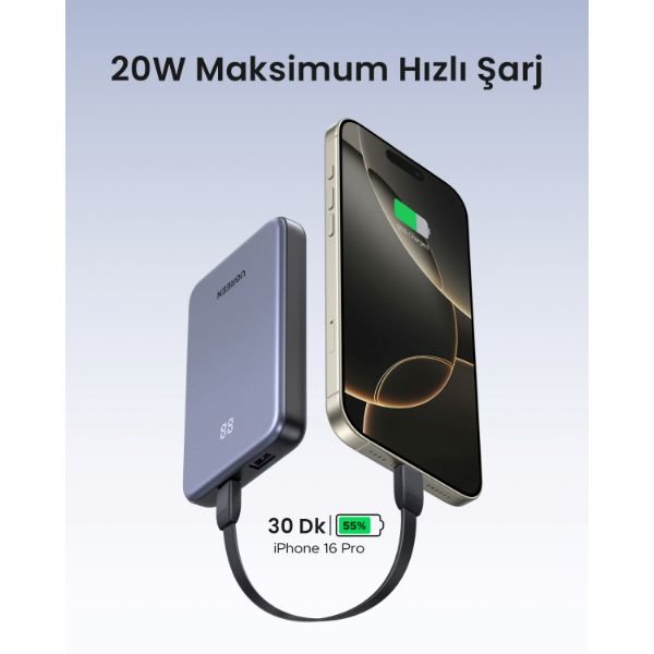 Ugreen 75131B 10.000 mAh 20 W Hızlı Şarj PD/QC Taşınabilir Şarj Cihazı