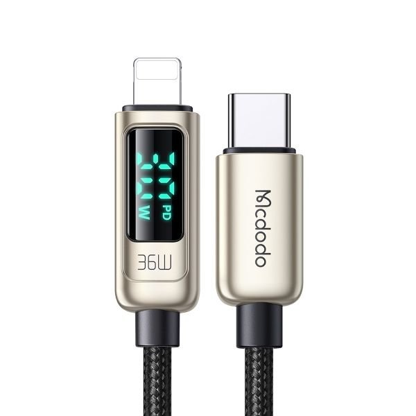 Mcdodo CA-8811 20w Dijital Göstergeli Type-c To Lightning PD Data-şarj Kablosu Gümüş 1.2m