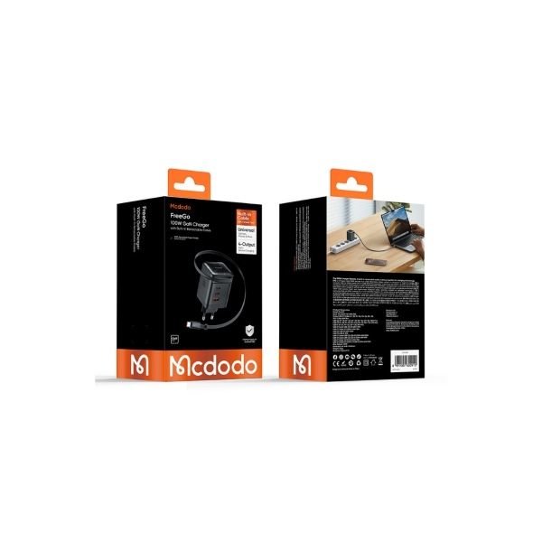 Mcdodo CH-8470 FreeGo 100W Geri Çekilebilir Kablolu 3C1A GaN Şarj Adaptörü