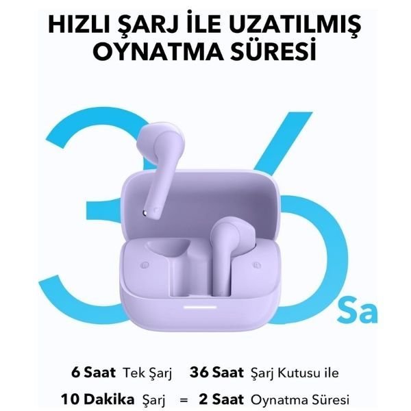Anker SoundCore K20İ TWS Mor Kulak İçi Bluetooth Kulaklık