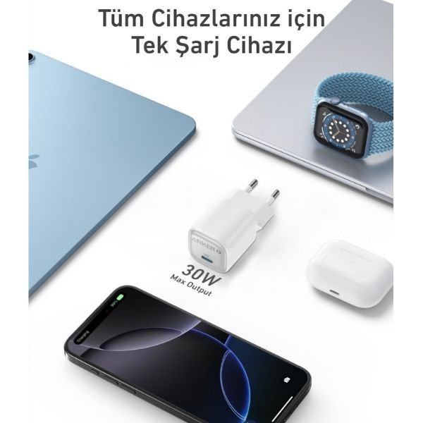 Anker Zolo A2698 30 W Beyaz Hızlı Şarj Adaptörü