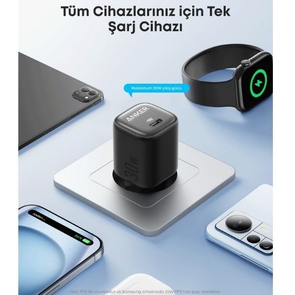 Anker Zolo A2698 30 W Siyah Hızlı Şarj Adaptörü