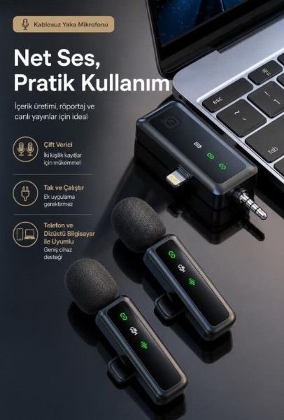 Torima H68 Wireless Yaka MikrofonuSiyah