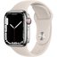 Apple Watch Series 7 GPS + Cellular 41mm Silver Stainless Steel Case with Starlight Sport Band - MKHW3TU/A