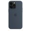 Apple iPhone 14 ProMax MagSafe Silikon Kılıf Fırtına Mavi